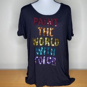 NY & Co. Sequin "Paint the World in Color" Tee